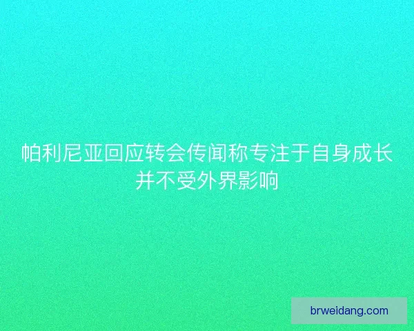 帕利尼亚回应转会传闻称专注于自身成长并不受外界影响