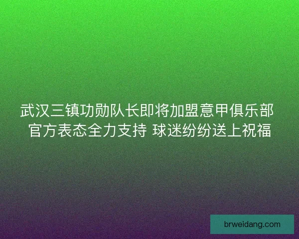 武汉三镇功勋队长即将加盟意甲俱乐部 官方表态全力支持 球迷纷纷送上祝福