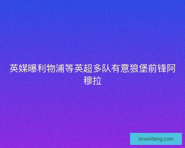 英媒曝利物浦等英超多队有意狼堡前锋阿穆拉