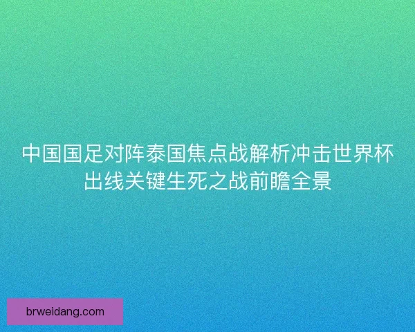 中国国足对阵泰国焦点战解析冲击世界杯出线关键生死之战前瞻全景
