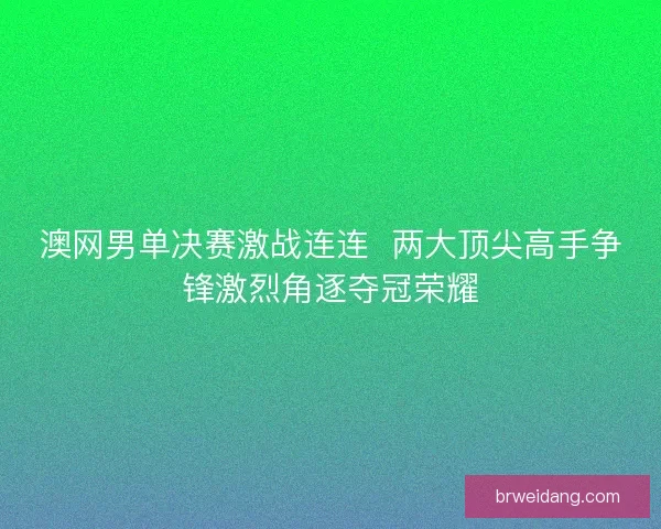 澳网男单决赛激战连连  两大顶尖高手争锋激烈角逐夺冠荣耀